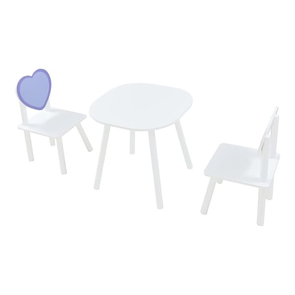 Möbelset Siljan bord och 2 stolar vit lila [en.casa]