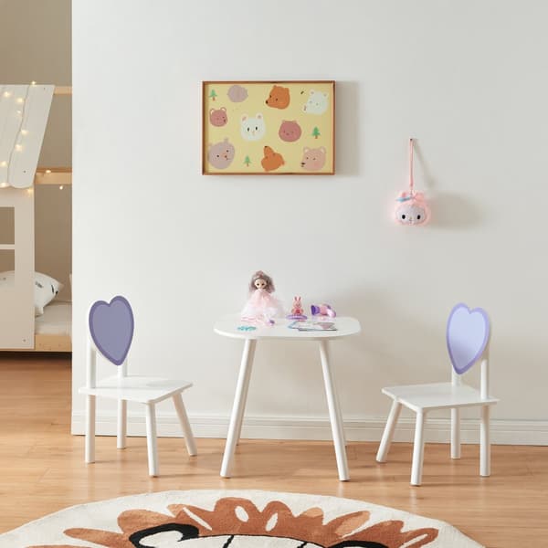 Möbelset Siljan bord och 2 stolar vit lila [en.casa]