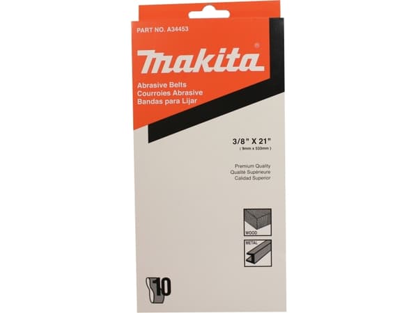 Makita - Slipebelte - for tre, metall, iron - 10 deler - grovkorn: 60 - 9 mm x 533 mm