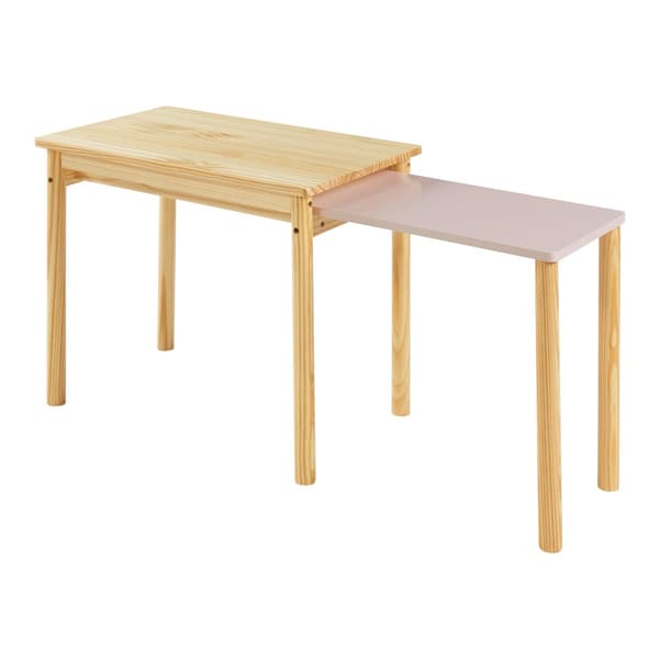 Utdragbart skrivbord Skellefteå för barn 98x38x51,5 cm rosa furu [en.casa]