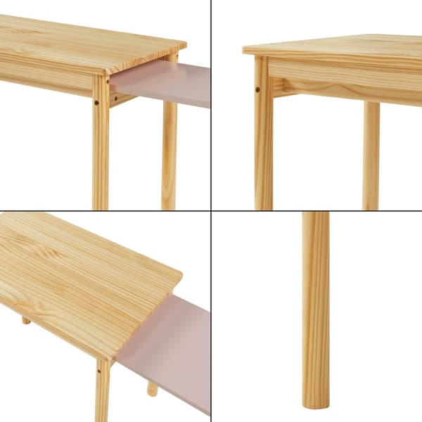 Utdragbart skrivbord Skellefteå för barn 98x38x51,5 cm rosa furu [en.casa]