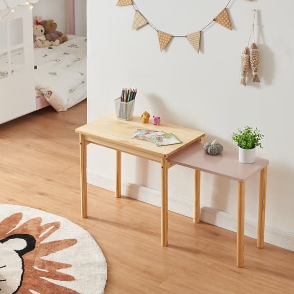 Utdragbart skrivbord Skellefteå för barn 98x38x51,5 cm rosa furu [en.casa]