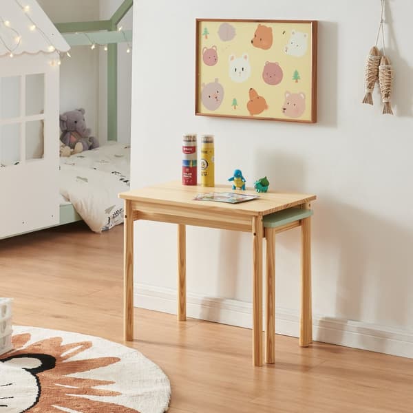 Utdragbart skrivbord Skellefteå för barn 98x38x51,5 cm mintfärg furu [en.casa]