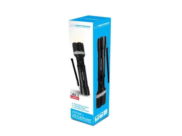 Esperanza Epione L, Hand flashlight, Black, Buttons, LED, 1 lamp(s), 1 W