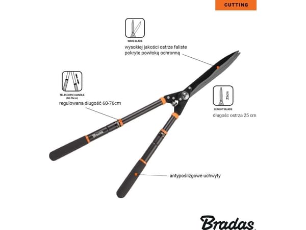Bradas V-SERIES teleskopisk hekkskjærer, bølget blad