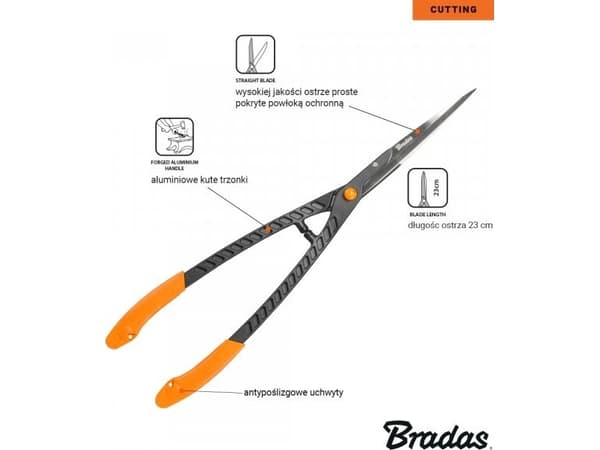 Bradas smidde aluminiumssaks. for V-SERIEN hekker, rett blad