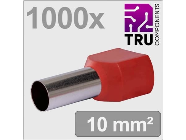 TRU COMPONENTS TC-13377252 Kaksoiskaapelikenkä 10 mm² Osittain eristetty punainen 1000 kpl