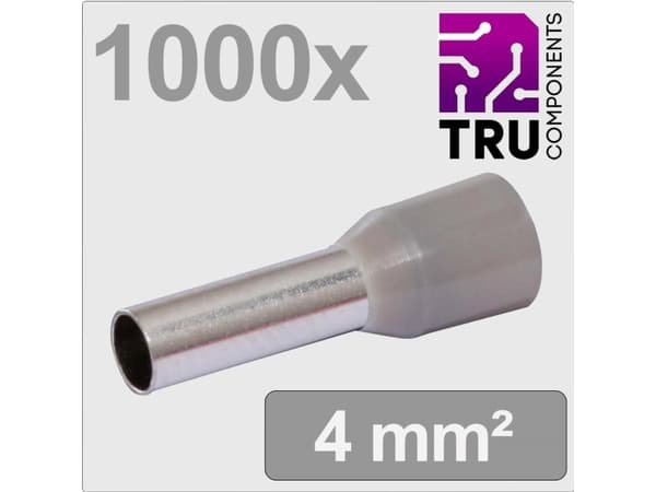TRU COMPONENTS TC-13377212 Kabelsko 4 mm² Delvist isoleret Grå 1000 stk