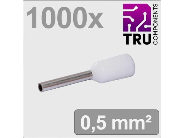 TRU COMPONENTS TC-13377192 Kabelsko 0,5 mm² Delvis isolerad Vit 1000 st