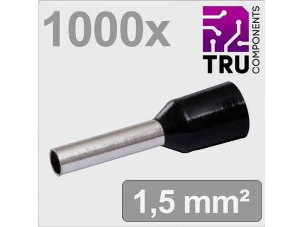TRU COMPONENTS TC-13377204 Kabelsko 1.5 mm² Delvist isoleret Sort 1000 stk