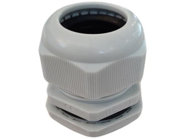 Kaapeliläpivienti M25 RAL 9002 mutterilla, polyamidi IP68, kaapeli Ø 12-16 mm
