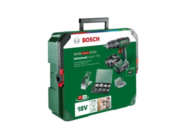 Bosch UniversalImpact 18V, Boremaskin med pistolgrep, Nøkkelløs, 1 cm, 1450 RPM, 3 cm, 1 cm