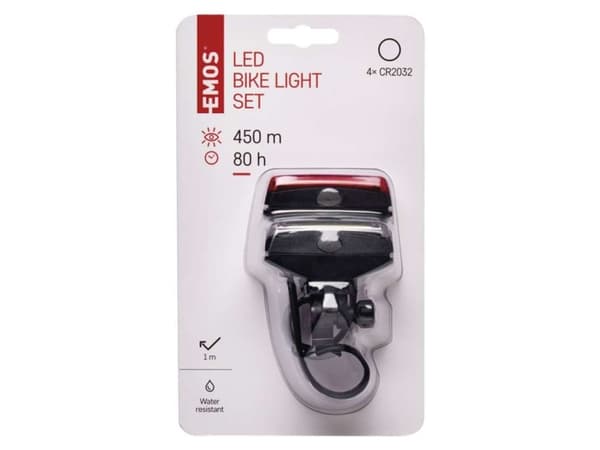 Emos P3922, Frontlys + baklys (sett), Sort, Plast, LED, Rød, Hvit, 22 lm