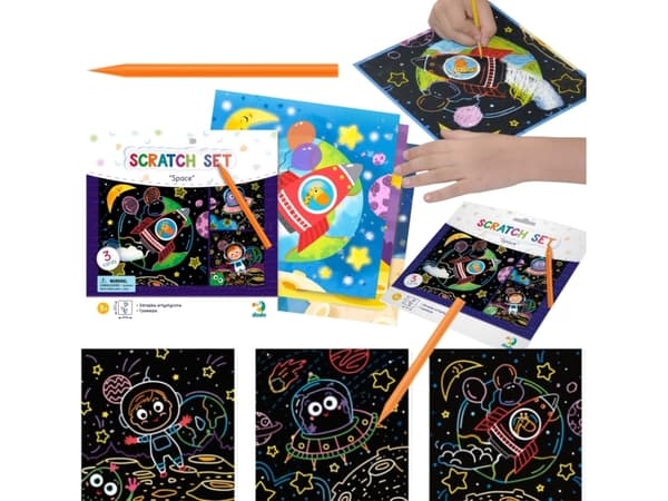 Dodo kunstnerisk skrapelodd "Cosmos" skrapelodd Skrapeloddmetode for barnbilder