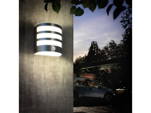 Philips myGarden Calgary vägglampa 3,5 W, Väggbelysning för utomhusbruk, Rostfritt stål, Gjuten aluminium, IP44, Trädgård, Terass, II Rostfritt stål