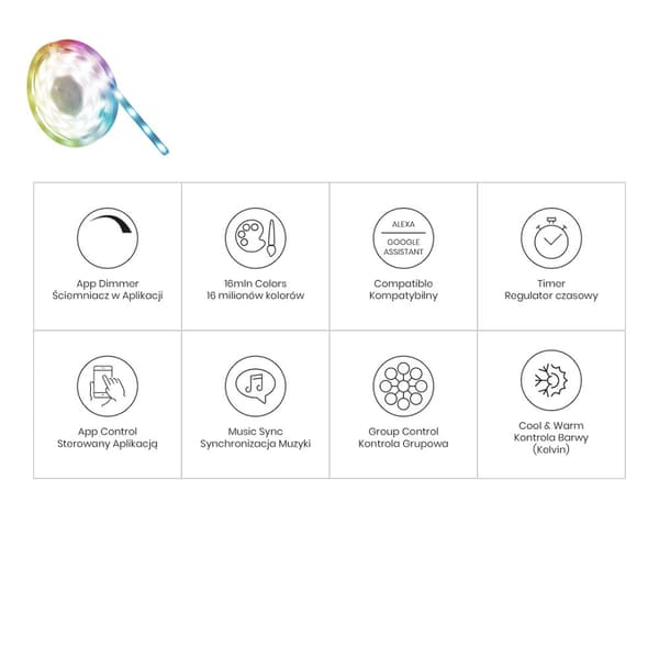 RGB Wi-FI LED sæt 3m Smart Tuya IP65 + CCT + Dim 12V
