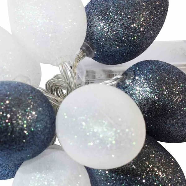 STORA PÅSKÄGG LED MED GLITTER VIT-GRÅT