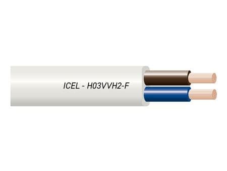 Platt kabel, PVC2x0,75 mm² PKLF vit 300/300Vring, kabeldiameter 3,8x6,3 mm - (100 meter)
