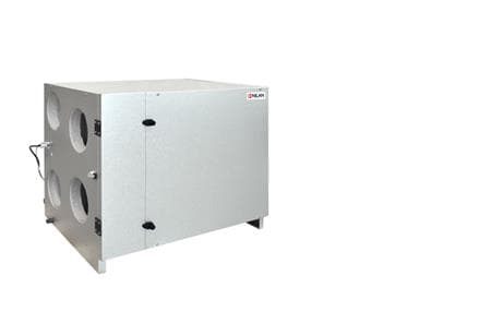 Ventilationsanlæg Nilan Comfort 350L, loftmodel med CTS602 styring og HMI panel. Luftmængde 325 m³/h v/100 Pa og SEL 1000 J/m³.