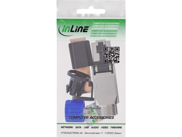 InLine 76204D, RJ-45 / LSA, Zink, Hane/Hona, Rak, Metall, Plast, Zink, Cat6a