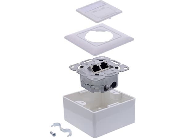 InLine 76842A, 2 x RJ-45, 6a, Vit, -10 - 60 ° C, -40 - 70 ° C, Polypåse