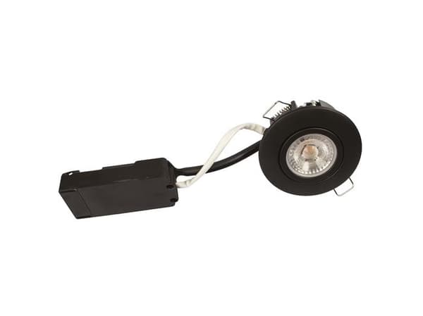 Luna LP 230V Dæmpbar Flimmerfri 6.2W 3000K Ra95 IP44 Mat Sort Rund.