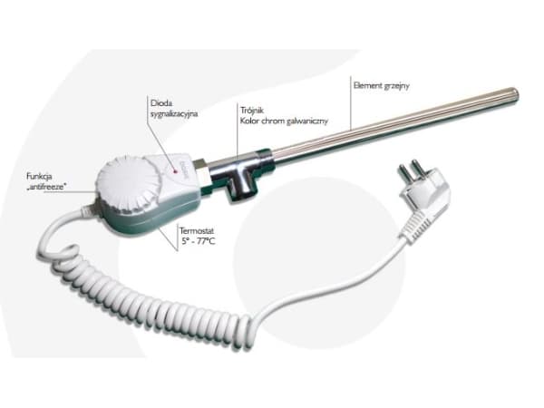 Grunnvarmer med termostat 1/2" 1200W 230V 390x16mm - C233001004