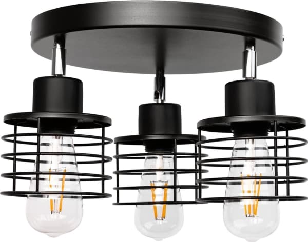 Hengelampe Orno ISLA vegg- og taklampe, effekt maks. 3x60W, E27, sort, rund sokkel, enkeltnivå, bevegelige lampehoder