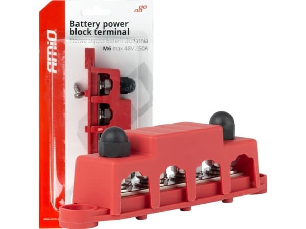 AMiO maadoitusjakelulohko ja väyläkisko m10 12v - 48v 250a amio-03812 amio-03812