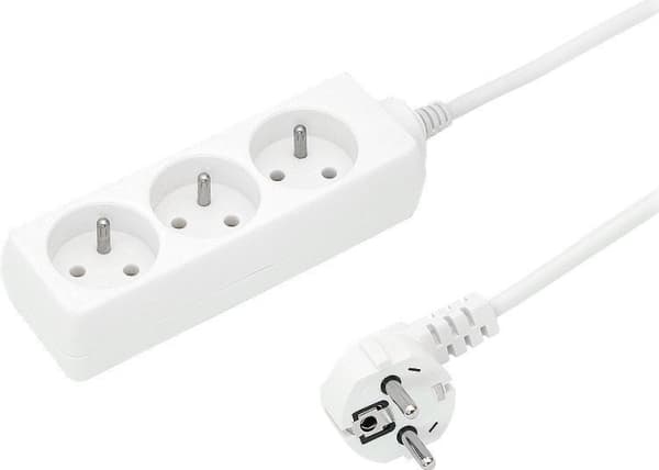 Blow 2577# Nätförlängningskabel ps-370 3 uttag jordad 5m vit 3x1,5mm