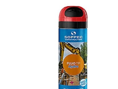 Soppec mærkespray rød 500ml - TP Fluo Hydro, vandbaseret & 20% mindre miljøpåvirkning