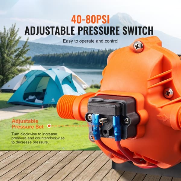 Membranpump 12V 3GPM 11,36 L/min, 3-Kammar Vattenpump med Tryckbrytare, Hög Effektivitet, Lång Livslängd