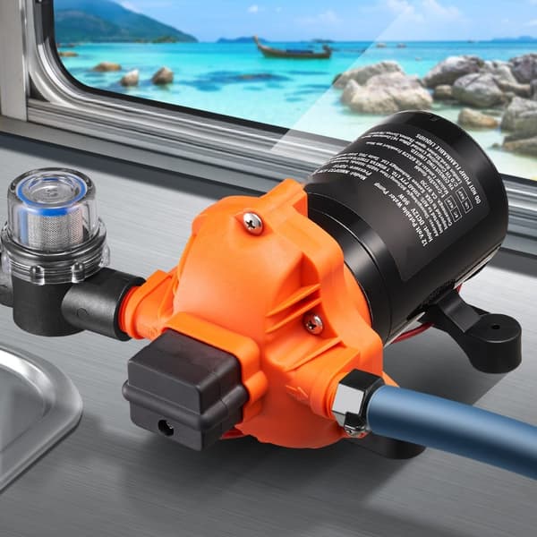 Membranpump 12V 3GPM 11,36 L/min, 3-Kammar Vattenpump med Tryckbrytare, Hög Effektivitet, Lång Livslängd