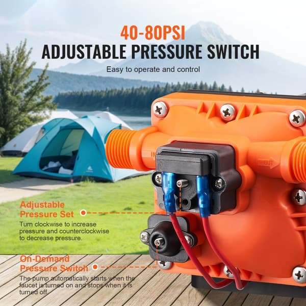 12V membranpump 3GPM, 11,36 L/min, hög effekt, 4-kammarpump med tryckbrytare, hållbar, perfekt för olika vattenapplikationer