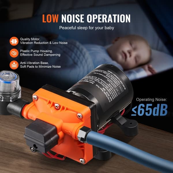 12V membranpump 3GPM, 11,36 L/min, hög effekt, 4-kammarpump med tryckbrytare, hållbar, perfekt för olika vattenapplikationer