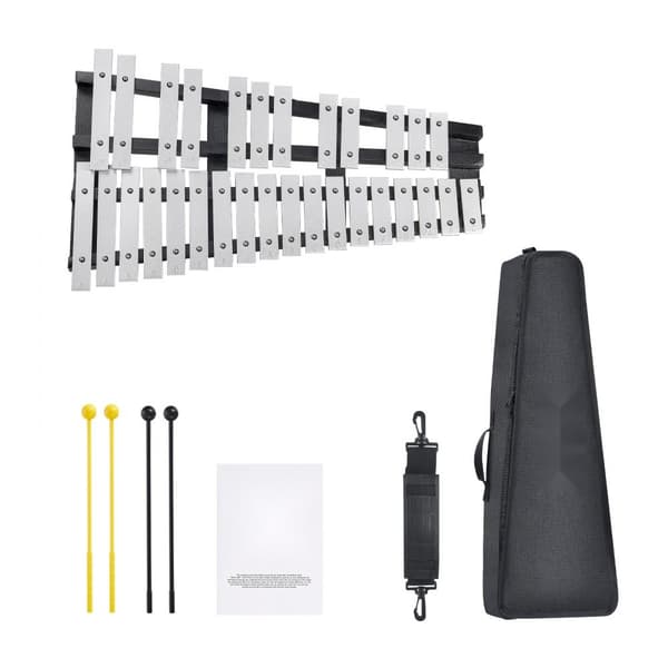 30 Nuotin Glockenspiel Xylofone Bell Kit, sisältää vasarat, rumputikut ja laukun