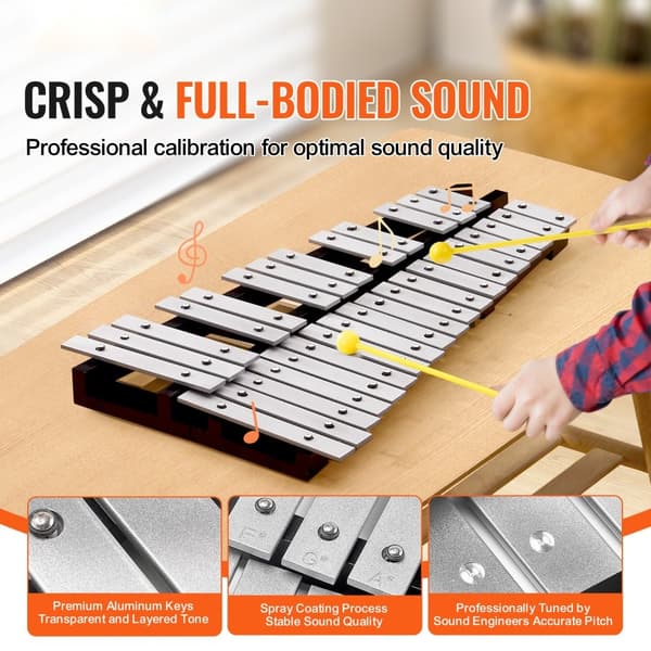 32 Nuotin Glockenspiel Xylophone Bell Kit, vasaroiden ja laukun kanssa