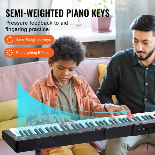 88-näppäiminen digitaalinen piano, puolipainotettu, sähköinen ja kannettava