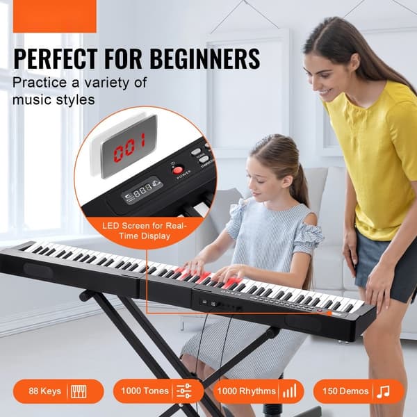 88-näppäiminen digitaalinen piano, puolipainotettu, sähköinen ja kannettava