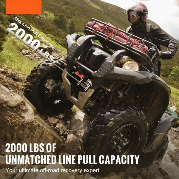 ATV UTV Sähkövinssi 2000 lb, Teräskaapeli, IP 55 Vedenpitävä