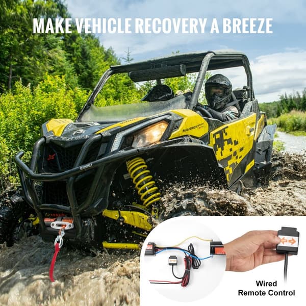 Elektrisk vinsch ATV UTV 3500 lb, vattentät, trådlös kontroll, kraftfull dragning, lätt att använda, perfekt för offroad äventyr