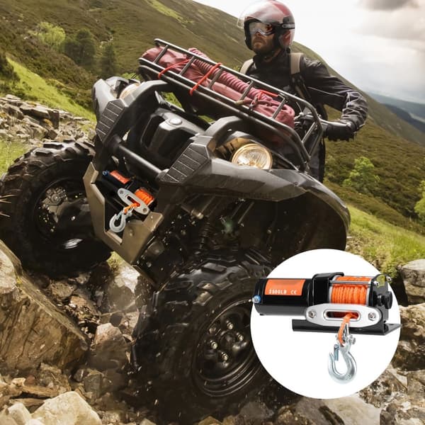 Elektrisk vinsch ATV UTV 3500 lb, vattentät, trådlös kontroll, kraftfull dragning, lätt att använda, perfekt för offroad äventyr