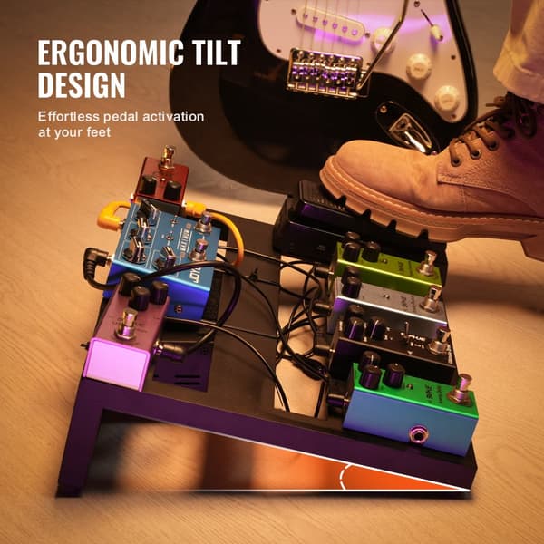 Guitar Pedal Board, 20'' x 11'', Aluminiumslegering, 2,2 lbs Superlet, Bæretaske, Velcro Fast Rem, Plads til 10-12 Pedaler
