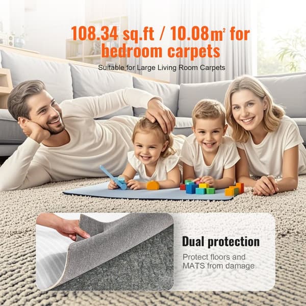 Tæppeunderlag Gripper 9' x 12', Beskyttende tæppepude, 0,47 tyk, velegnet til alle gulvtyper, skridsikker.