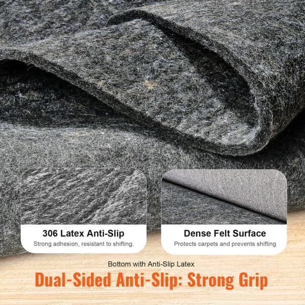 Rug Pad Gripper 8' x 10', 0,47 tyk tæppepude, beskytter alle gulve, skridsikker, holdbar og blød.