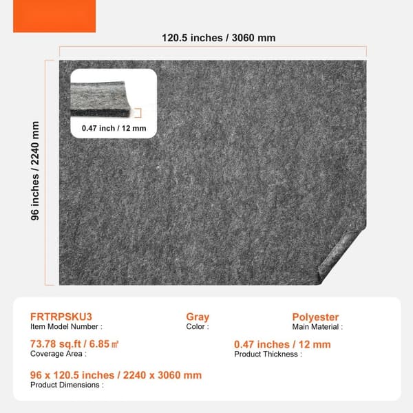 Rug Pad Gripper 8' x 10', 0,47 tyk tæppepude, beskytter alle gulve, skridsikker, holdbar og blød.