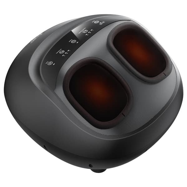 Shiatsu fodmassageapparat, opvarmet, dybdegående æltning, smertelindring, ergonomisk design, ideelt til hjemmebrug.