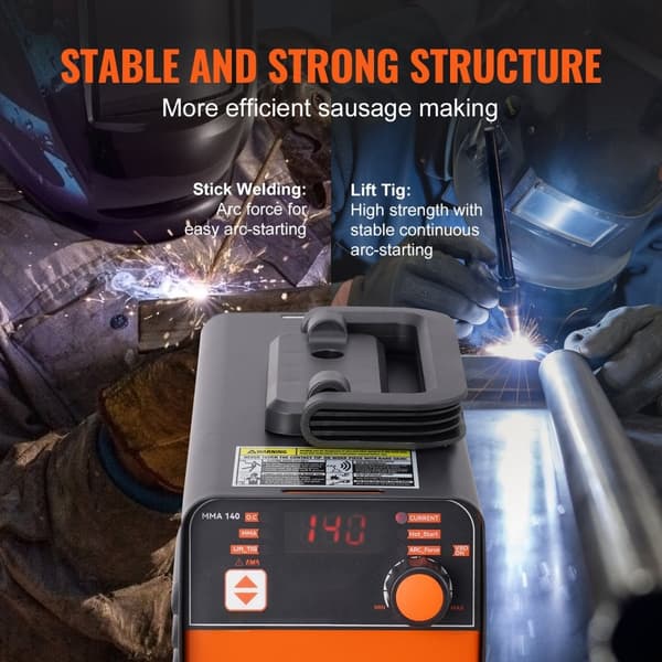 ARC Stick Svejsemaskine 220V 100A, 2-i-1 Stick/Lift TIG, Hot Start, Digital Kontrol, Hurtig Opvarmning, Robust Design