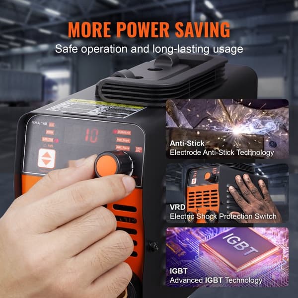 ARC Stick Svejsemaskine 220V 100A, 2-i-1 Stick/Lift TIG, Hot Start, Digital Kontrol, Hurtig Opvarmning, Robust Design
