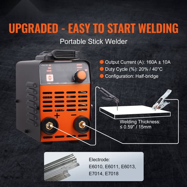 ARC Sticksvejsere 220V 120A 2-i-1 Lift TIG, Hot Start, hurtig opvarmning, digital temperaturkontrol, præcise svejseresultater.
